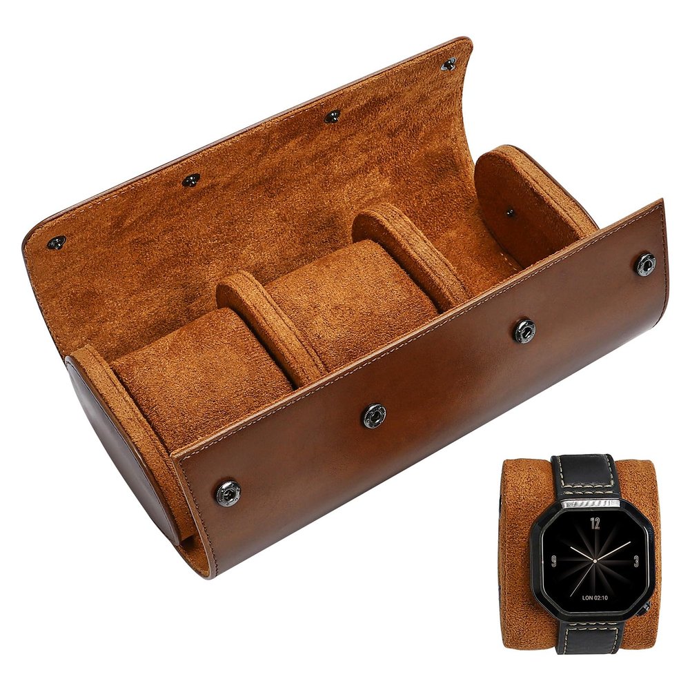 Baluue 3 Watch Travel Case-Professional Leather Watch Case With Texture, Watch Carrying Case Or Organizer For Storage And Display, Watch Case for Travel