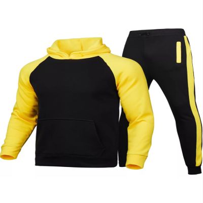 vastwit Mens Track Suits Sets Contrast Full Zip Sports Jacket Casual Joggers Sportswear 2 Piece Set Running Sweat-Suits Black&Yellow X-Large