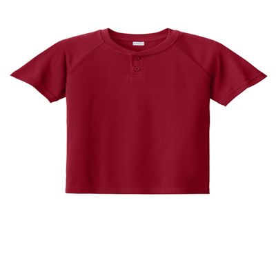 SPORT-TEK Youth PosiCharge Competitor 2-Button Henley Deep Red