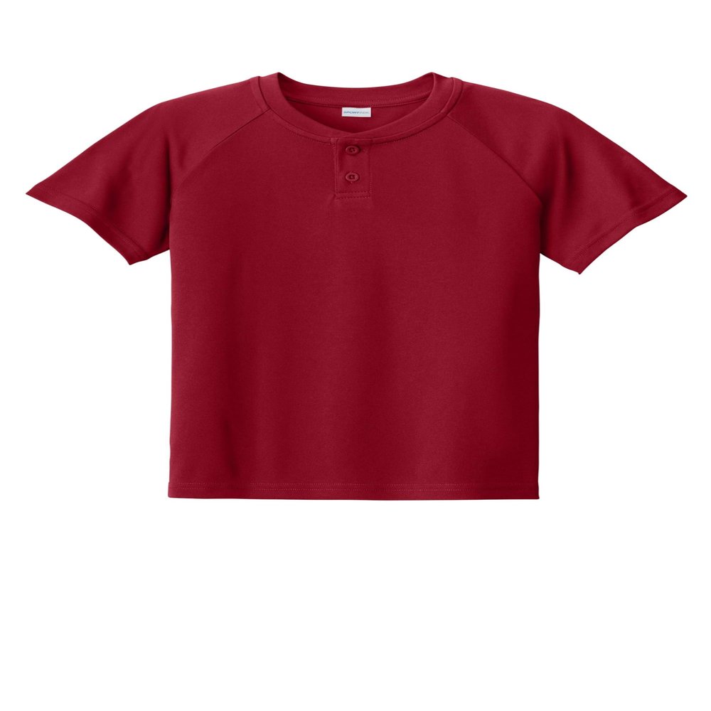 SPORT-TEK Youth PosiCharge Competitor 2-Button Henley Deep Red