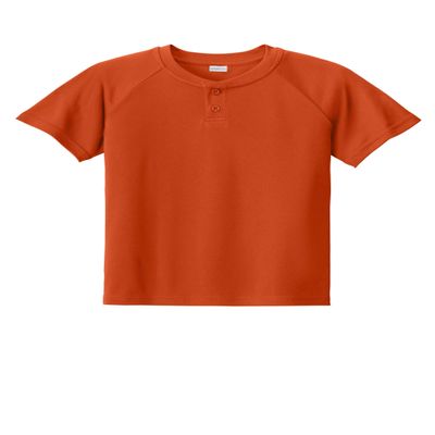 SPORT-TEK Youth PosiCharge Competitor 2-Button Henley, Deep Orange, X-Small