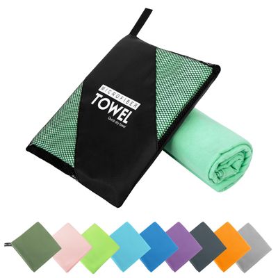 ZIUDBOC Microfiber Travel Towel, Soft Lightweight Quick Dry Towel, Super Absorbent Compact Travel & Sports & Beach Towels for Camping, Backpack, Gym, Swimming, Yoga, Hiking (XL:30"60" -MintColor)