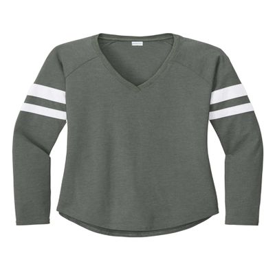 SPORT-TEK Women's Halftime Stripe Long Sleeve V-Neck Tee