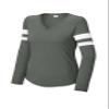 SPORT-TEK Women's Halftime Stripe Long Sleeve V-Neck Tee view 3