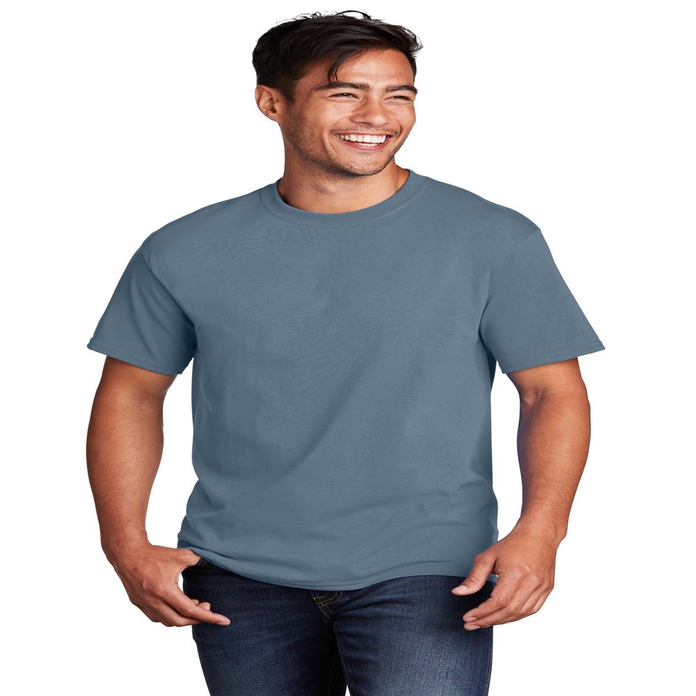 Port & Company - Core Cotton Tee. PC54 Stonewashed Blue