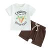 Xiaodriceee Toddler Baby Boy Easter Outfit Bunny Carrot Print Short Sleeve T-Shirt Shorts Set Baby Summer Clothes (A-Aubum, 18-24 Months) view 1