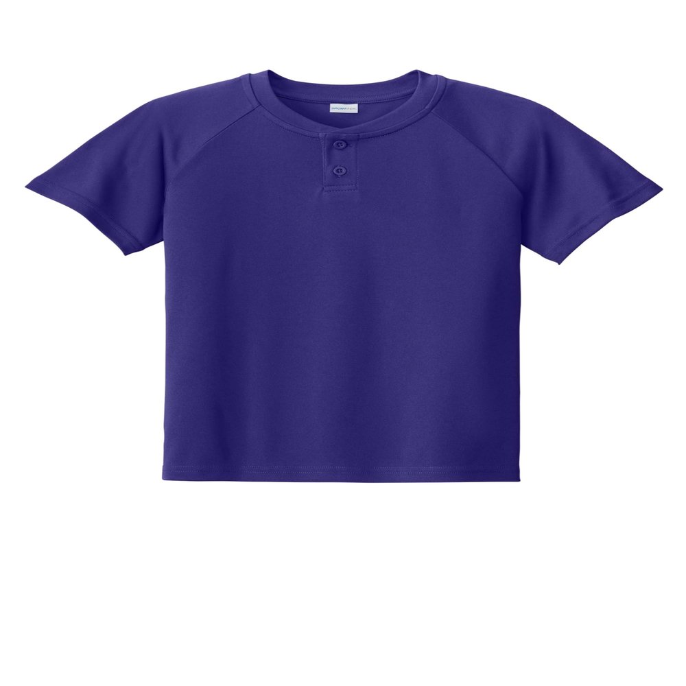 SPORT-TEK Youth PosiCharge Competitor 2-Button Henley, Purple, X-Small
