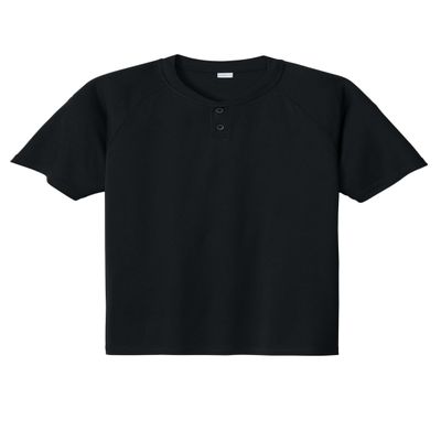 SPORT-TEK PosiCharge Competitor 2-Button Henley | Sporty Top for Men & Women, Athletic Shirt for Spring & Summer Fashion Black