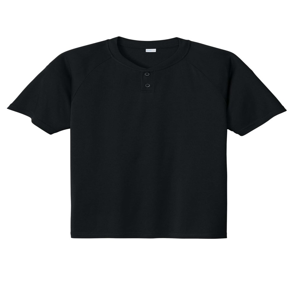 SPORT-TEK PosiCharge Competitor 2-Button Henley | Sporty Top for Men & Women, Athletic Shirt for Spring & Summer Fashion Black