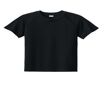 SPORT-TEK Youth PosiCharge Competitor 2-Button Henley Black