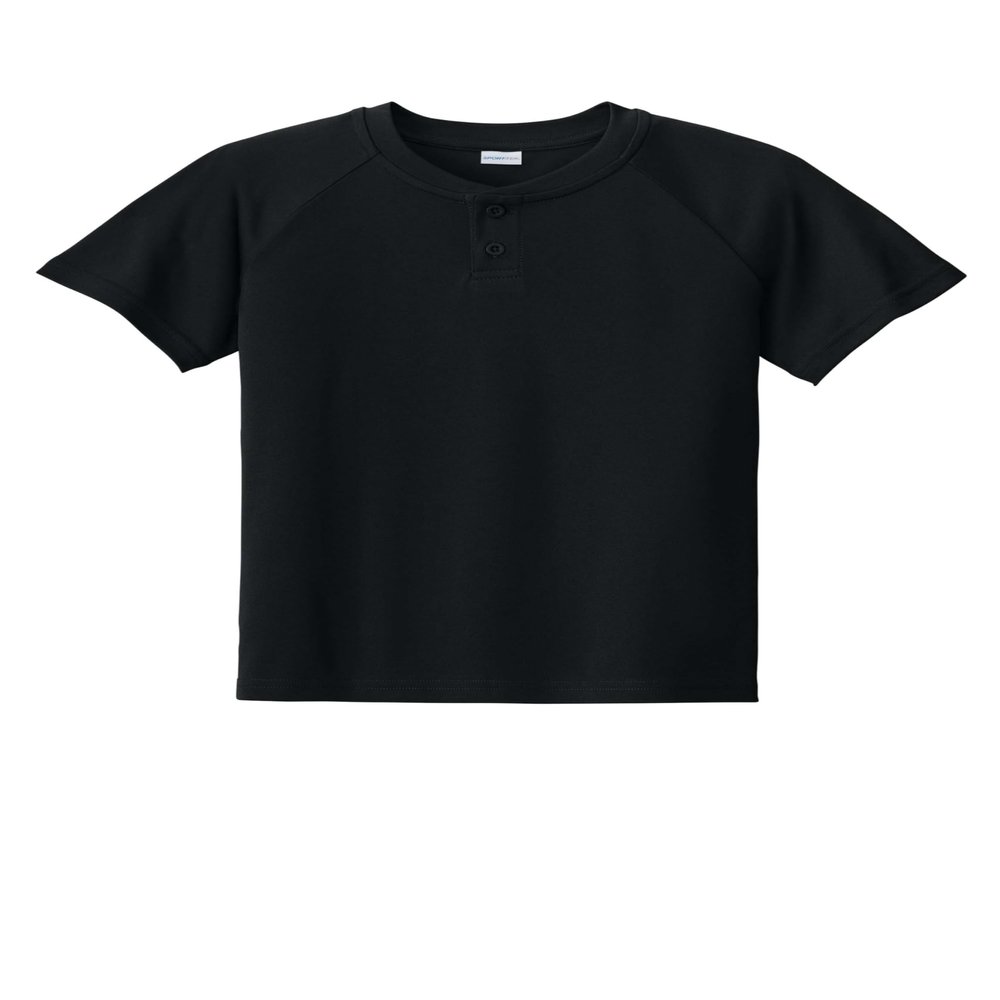 SPORT-TEK Youth PosiCharge Competitor 2-Button Henley Black