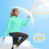 FKEEP Women's Sun Shirts Long Sleeve Athletic Jackets UPF 50+ Top with Thumb Holes Quick Dry for Golf Tennis Hiking (Aqua Green, L) view 2