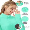 FKEEP Women's Sun Shirts Long Sleeve Athletic Jackets UPF 50+ Top with Thumb Holes Quick Dry for Golf Tennis Hiking (Aqua Green, L) view 3