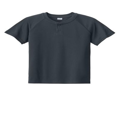 SPORT-TEK Youth PosiCharge Competitor 2-Button Henley | Spring & Summer Shirt for Kids, Athletic Clothing for Boys & Girls Iron Grey