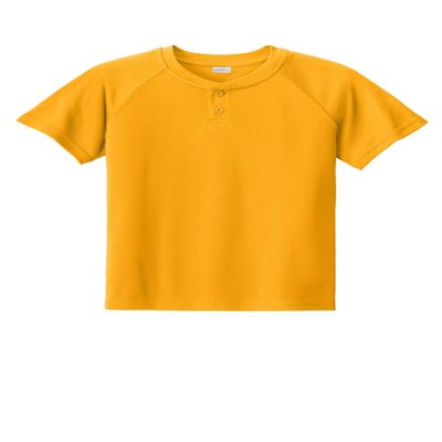 SPORT-TEK Youth PosiCharge Competitor 2-Button Henley, Gold, X-Small