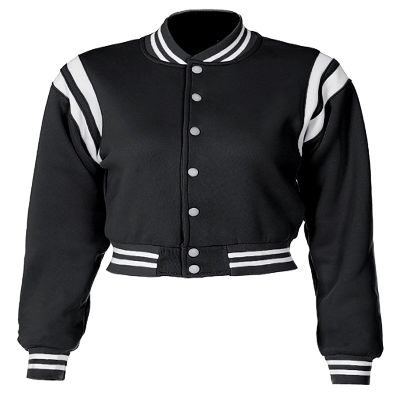 Women Cropped Varsity Jacket Retro Baseball Jacket Bomber Coat Streetwear Black