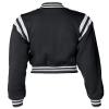 Women Cropped Varsity Jacket Retro Baseball Jacket Bomber Coat Streetwear Black view 4