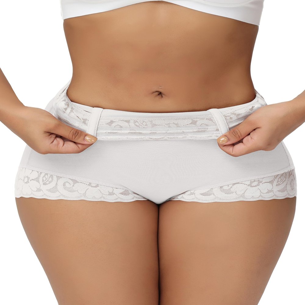 SHAPSHE Fajas Body Shaper for Women Plus Size Shapewear Shorts Tummy Control High Waisted Underwear Booty Lifter Panty Girdle Waist Cincher Compression Under Shorts for Dresses White 3XL