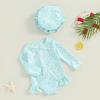 Covvoliy Infant Baby Girl Swimsuit One Piece Long Sleeve Zip Swimwear Bathing Suit Beach Wear (Light Blue, 18-24 Months) view 3