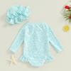 Covvoliy Infant Baby Girl Swimsuit One Piece Long Sleeve Zip Swimwear Bathing Suit Beach Wear (Light Blue, 18-24 Months) view 4