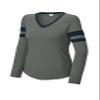 SPORT-TEK Women's Halftime Stripe Long Sleeve V-Neck Tee view 3