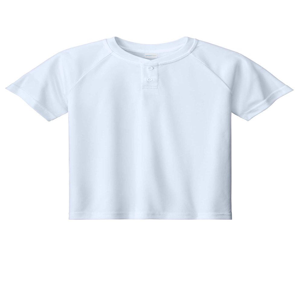 SPORT-TEK Youth PosiCharge Competitor 2-Button Henley White