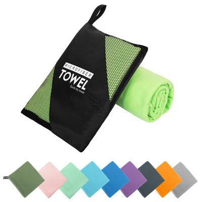 ZIUDBOC Microfiber Travel Towel, Soft Lightweight Quick Dry Towel, Super Absorbent Compact Travel & Sports & Beach Towels for Camping, Backpack, Gym, Swimming, Yoga, Hiking (S:16"32" -Green)