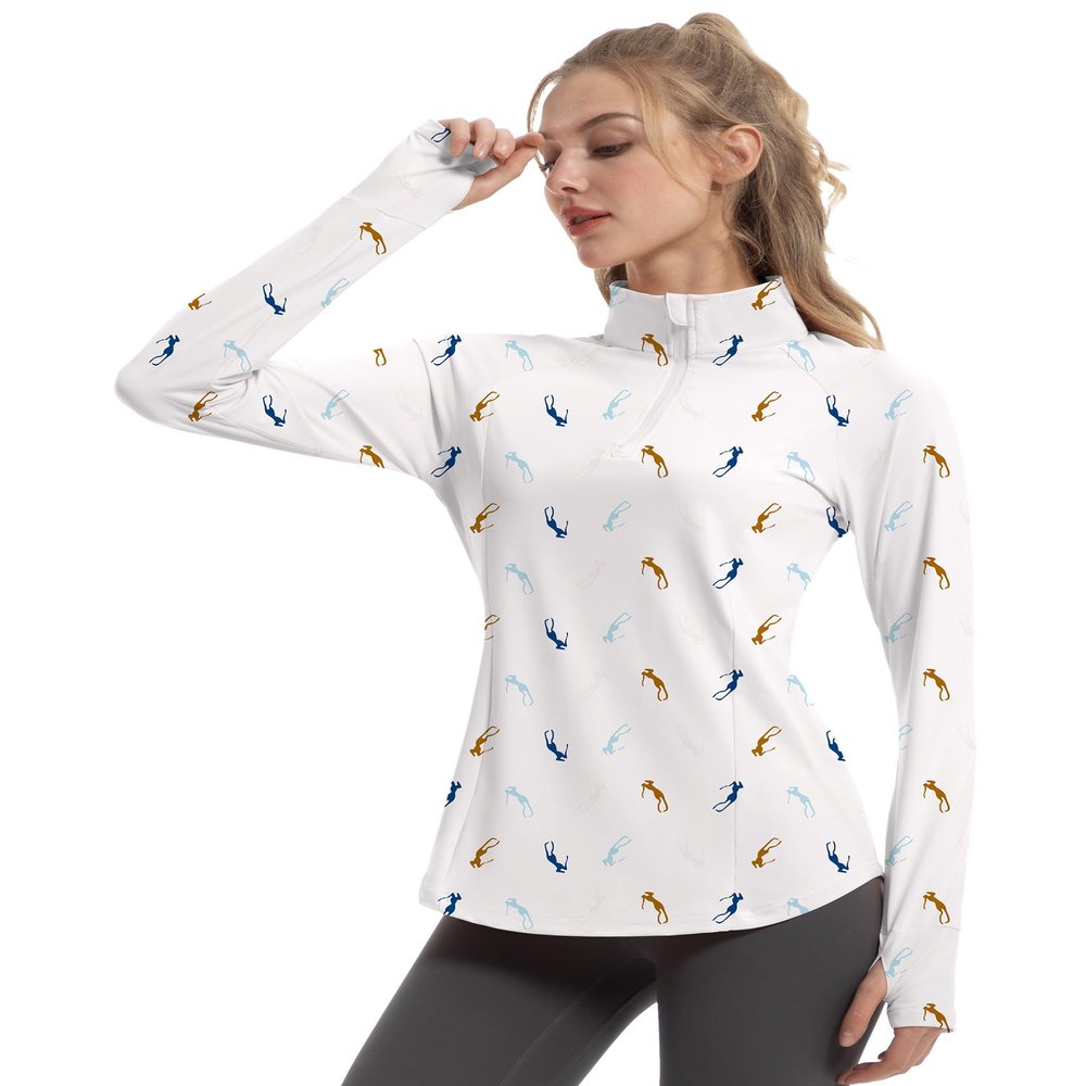 FKEEP Women's Sun Shirts Long Sleeve Athletic Jackets UPF 50+ Top with Thumb Holes Quick Dry for Golf Tennis Hiking (Golf Figures, XXL)