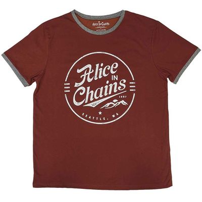 Alice in Chains Circle Emblem Ringer T Shirt Size XXL Red