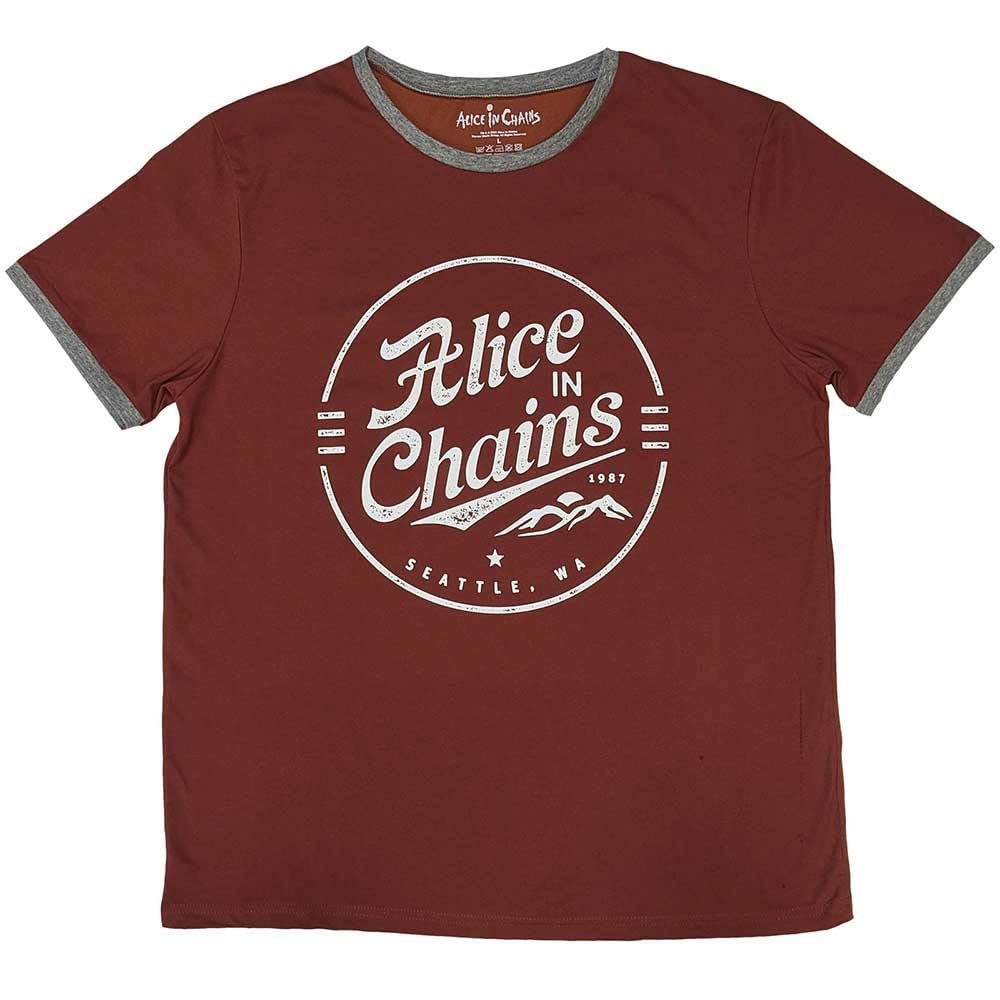 Alice in Chains Circle Emblem Ringer T Shirt Size XXL Red