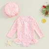 Covvoliy Infant Baby Girl Swimsuit One Piece Long Sleeve Zip Swimwear Bathing Suit Beach Wear (Light Pink, 2-3 Years) view 2