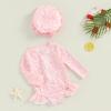 Covvoliy Infant Baby Girl Swimsuit One Piece Long Sleeve Zip Swimwear Bathing Suit Beach Wear (Light Pink, 2-3 Years) view 3