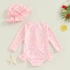 Covvoliy Infant Baby Girl Swimsuit One Piece Long Sleeve Zip Swimwear Bathing Suit Beach Wear (Light Pink, 2-3 Years) view 4