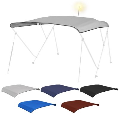 Fuprosico Bimini Top Replacement Canvas with Light Hole for Boat, 3 Bow 6L 54-60W Bimini Top Cover with Storage Boot, 900D Heavy Duty Waterproof Marine Polyester, Without Frame, Gray