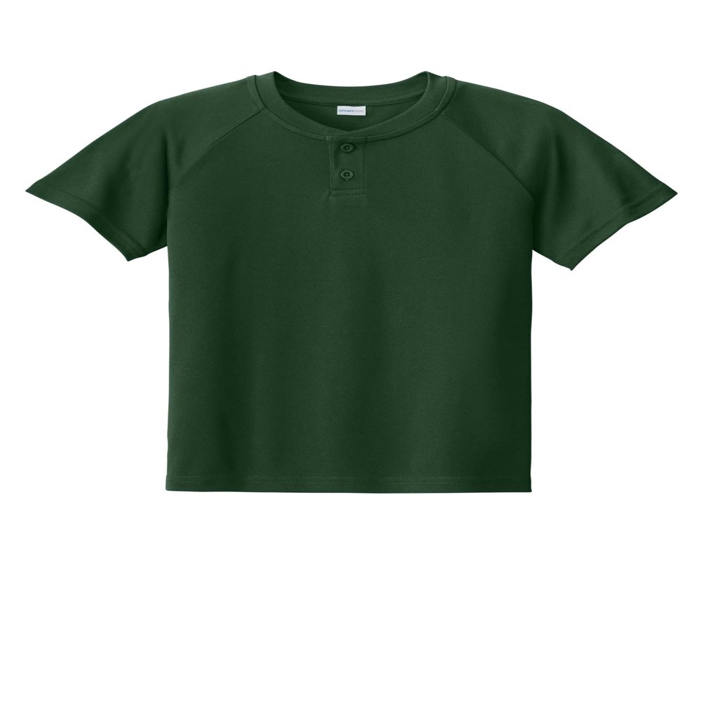 SPORT-TEK Youth PosiCharge Competitor 2-Button Henley Forest Green