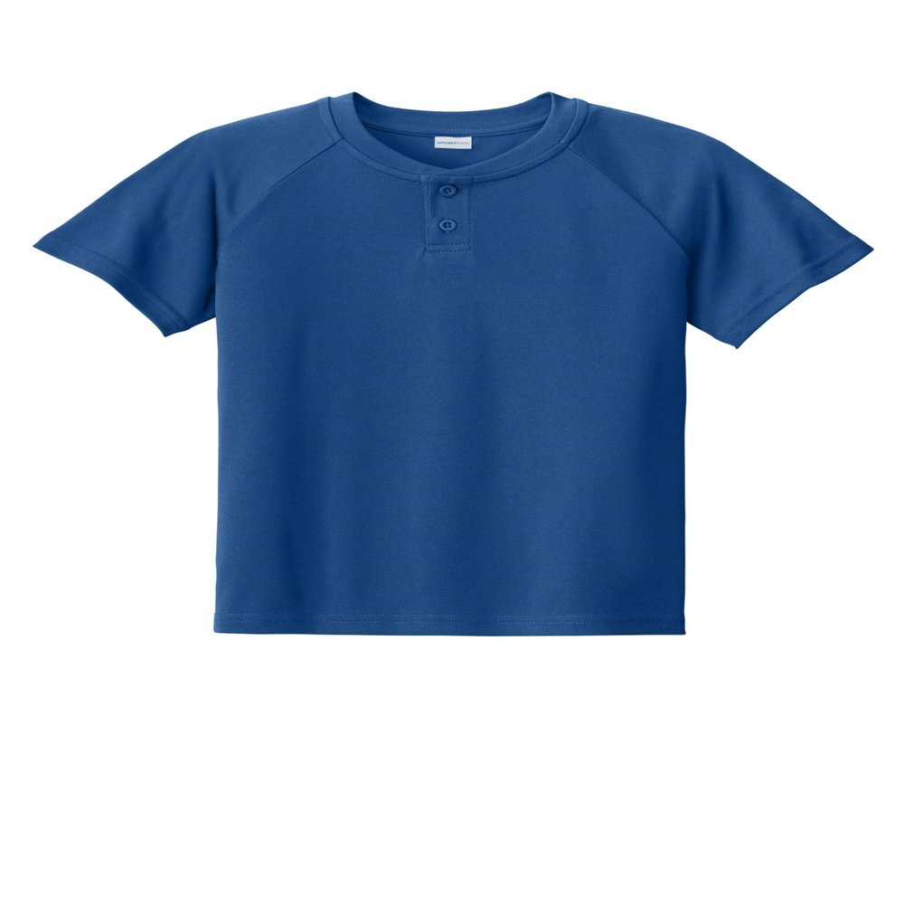 SPORT-TEK Youth PosiCharge Competitor 2-Button Henley True Royal