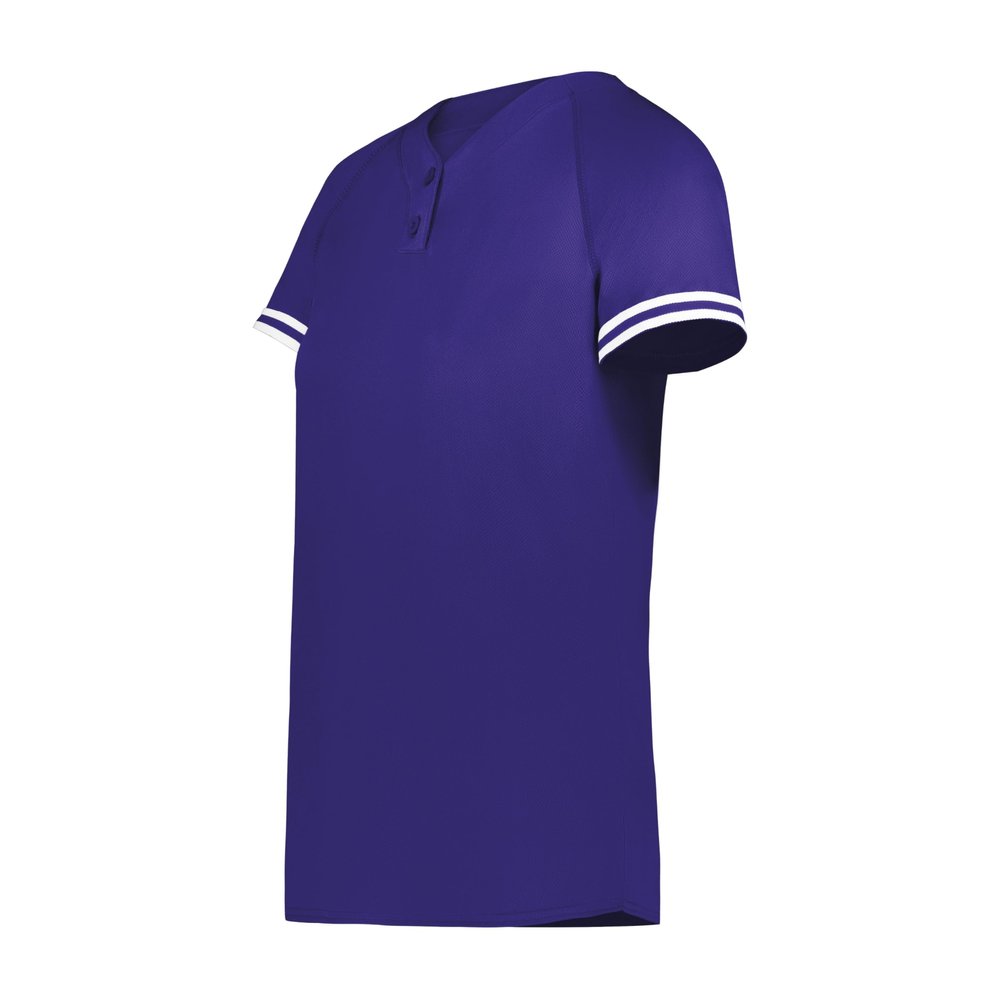Augusta Sportswear Girls Cutter+ Henley Jersey Purple/White S