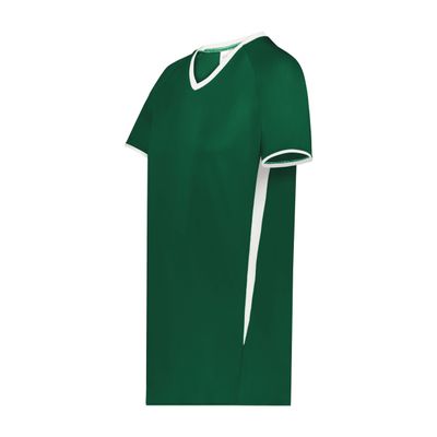 Augusta Sportswear Girls Cutter+ V-Neck Jersey Dark Green/White S