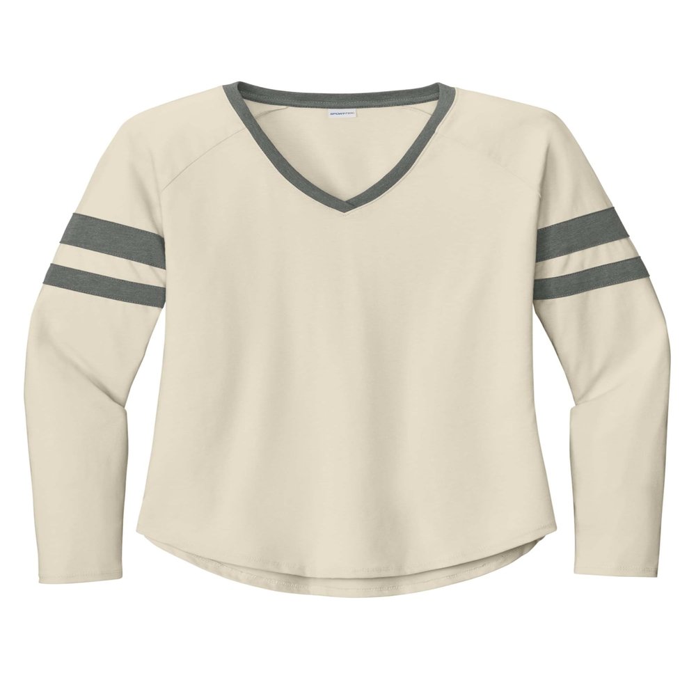 SPORT-TEK Women's Halftime Stripe Long Sleeve V-Neck Tee