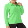 FKEEP Women Long Sleeve Polo Shirt Golf Sport Top Athletic Sportswear Tennis Activewear (Neon Green, S) view 1