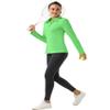 FKEEP Women Long Sleeve Polo Shirt Golf Sport Top Athletic Sportswear Tennis Activewear (Neon Green, S) view 2