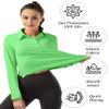 FKEEP Women Long Sleeve Polo Shirt Golf Sport Top Athletic Sportswear Tennis Activewear (Neon Green, S) view 3