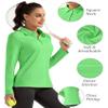 FKEEP Women Long Sleeve Polo Shirt Golf Sport Top Athletic Sportswear Tennis Activewear (Neon Green, S) view 4