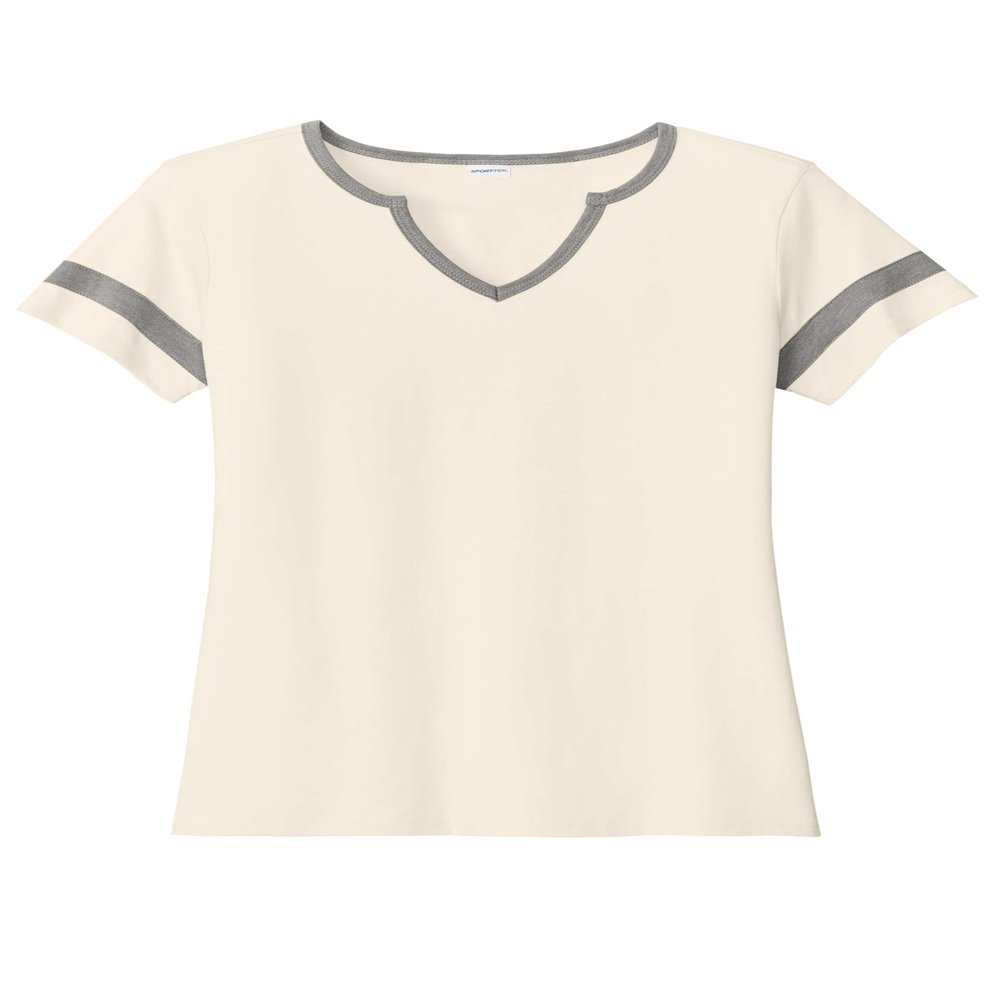 SPORT-TEK Women's Halftime Notch Neck Tee | Trendy Workout Shirt for Spring & Summer Fashion, Athletic Top for Casual Wear