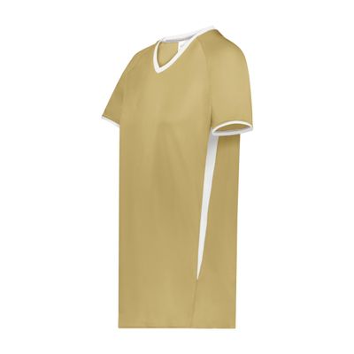 Augusta Sportswear Girls Cutter+ V-Neck Jersey Vegas Gold/White L