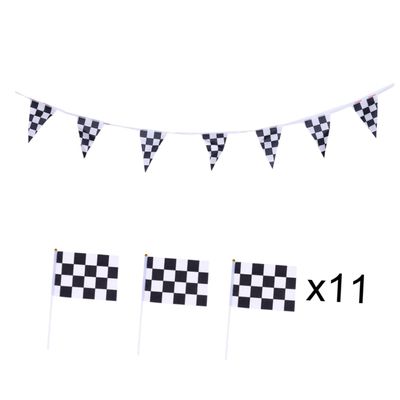 KOMBIUDA Chequered Racing Banners 11pcs Party Banner Hand Waving Flags Perfect for Decorations