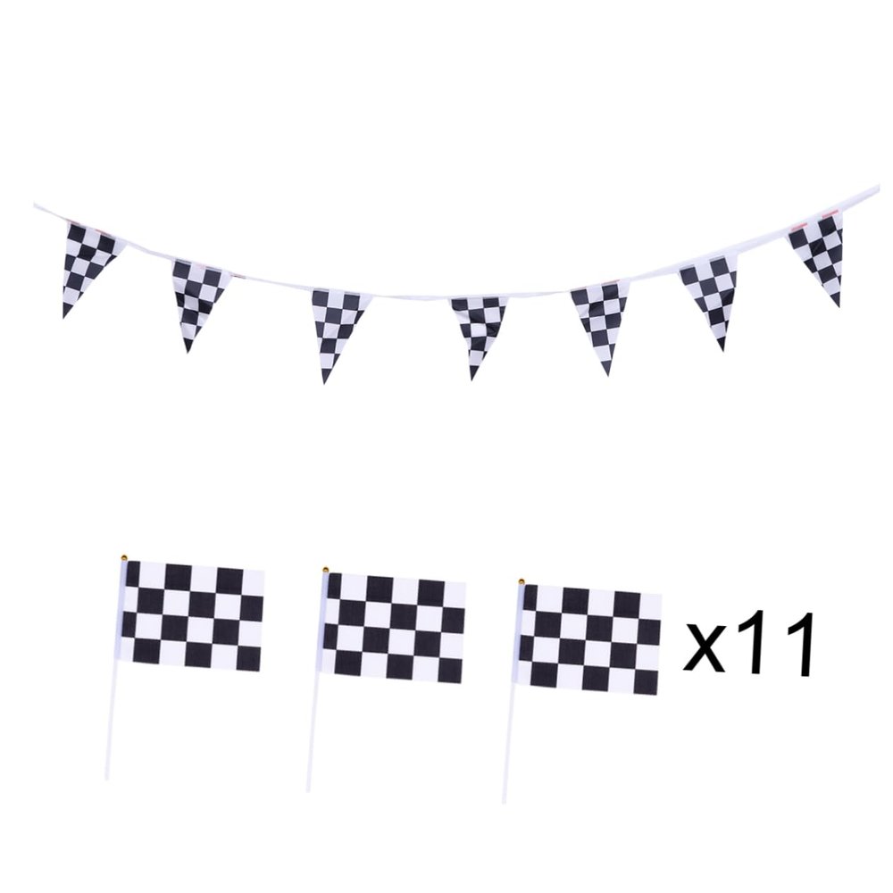 KOMBIUDA Chequered Racing Banners 11pcs Party Banner Hand Waving Flags Perfect for Decorations