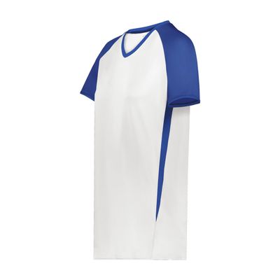 Augusta Sportswear Girls Cutter+ V-Neck Jersey White/Royal M