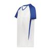 Augusta Sportswear Girls Cutter+ V-Neck Jersey White/Royal M view 1