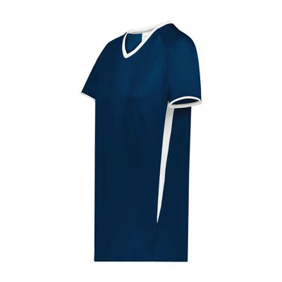 Augusta Sportswear Girls Cutter+ V-Neck Jersey Navy/White S